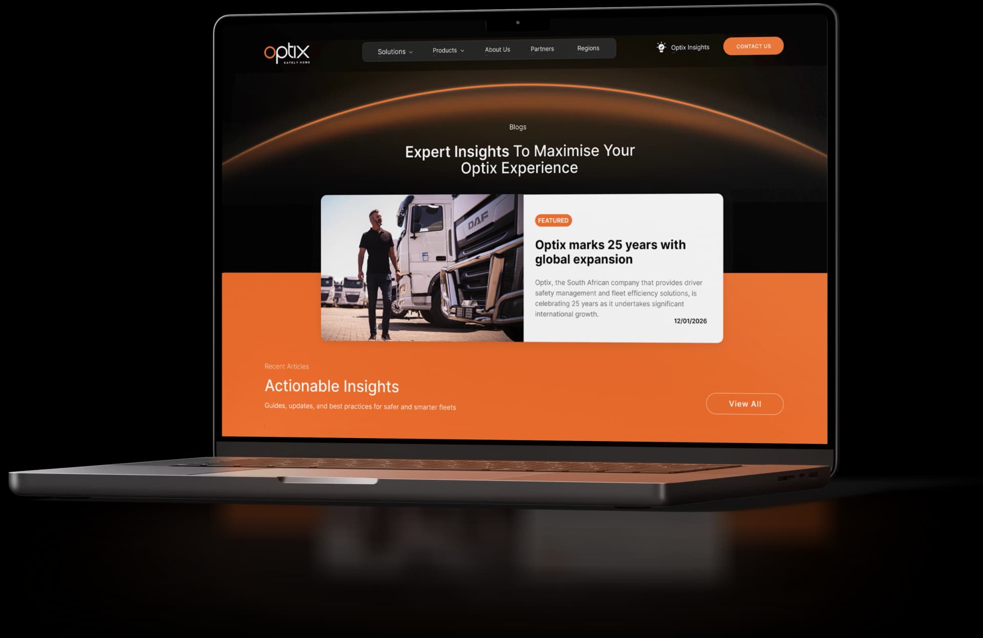Optix platform on laptop